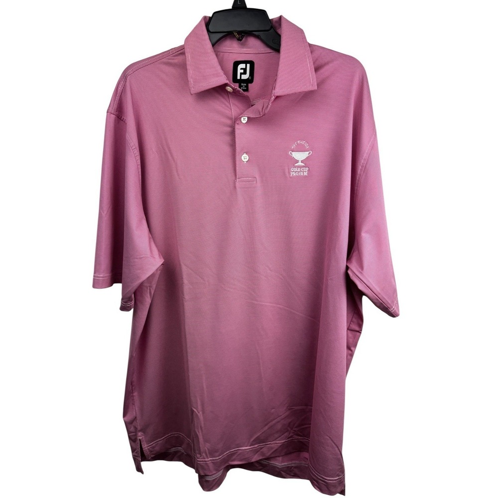 FootJoy Golf Polo XL Pink Red Micro Stripe Gold Cup Pro Am Shirt